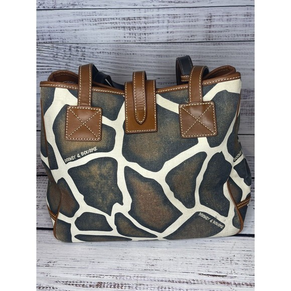 Dooney & Bourke Giaraff Animal Print Canvas Tag Tote Shoulder Bag Purse - Picture 7 of 16
